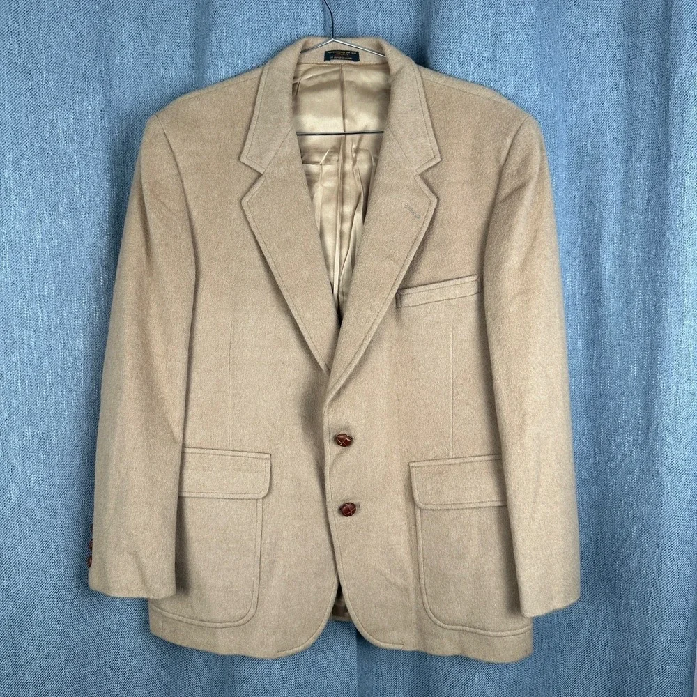 Di Benedetto 70% Camel Hair Blazer Men's 40R Brown Tan Jacket Wool Blend USA